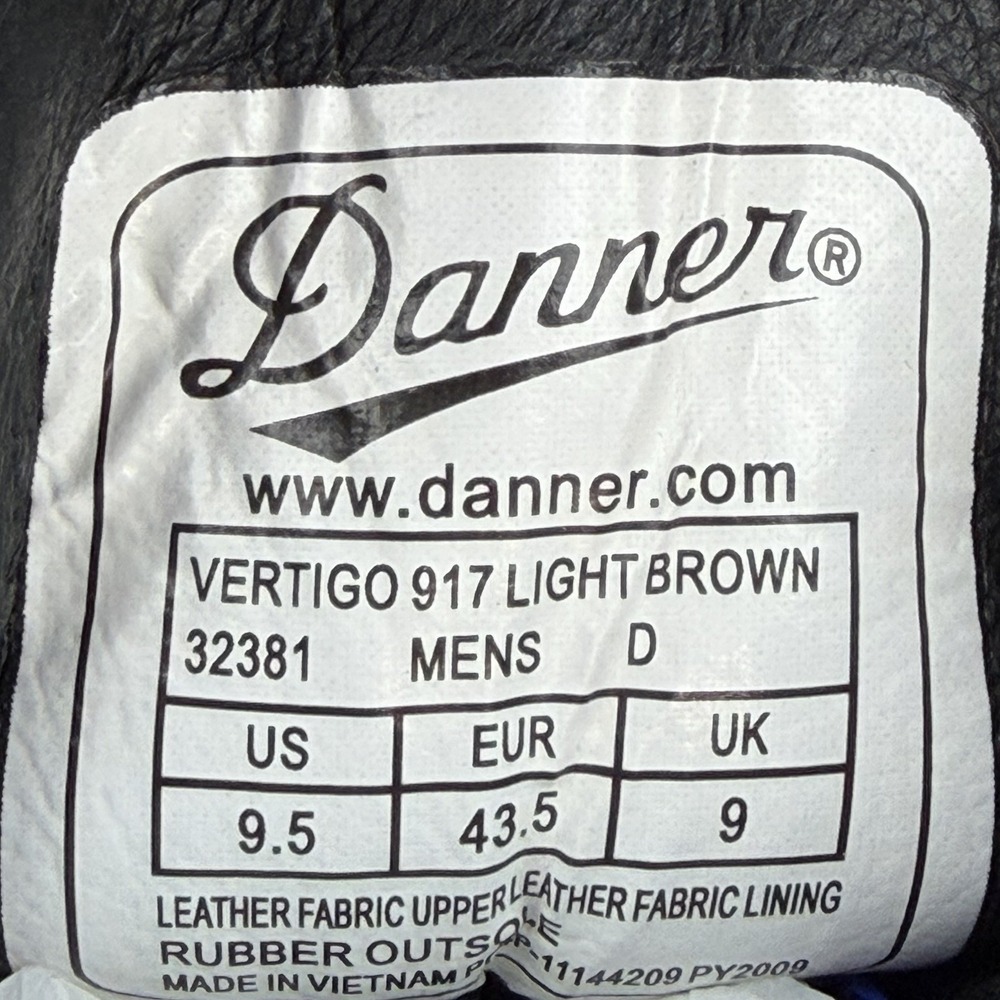 Danner Vertigo 917 Gore-Tex Boots 32381 Light Brown Leather Vibram Mens 9.5 D - Picture 8 of 10